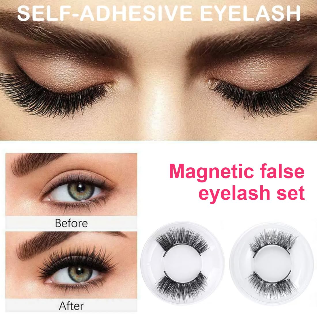 2 Paia Ciglia Magnetiche Con scatola,Non Richiede Colla Ciglia Finte Magnetiche,ciglia magnetiche con applicatore