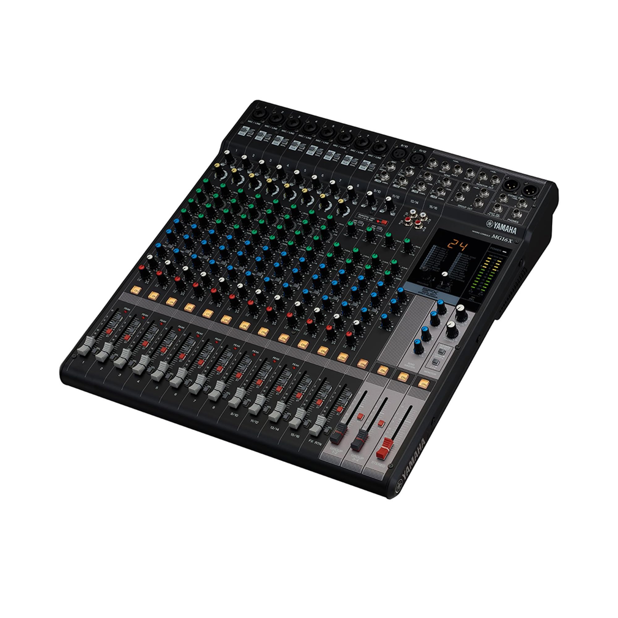 Yamaha Mischpult ohne Stromversorgung, mehrfarbig, 16 Eingänge (MG16X CV) | Analog-Mixer mit 16 Eingängen mit D-Pre-Vorverstärkern und SPX-Effekten für Aufnahme, Live-Performance und Rack-Montage