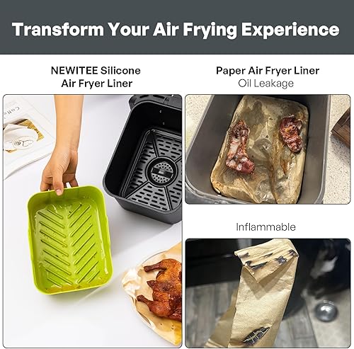 Miniatura 3 de NEWITEE - Forros reutilizables de silicona para freidora de aire Ninja DZ201DZ550 de 10 cuartos de galón Foodi Smart XL, NEWITEE libre de BPA, 2