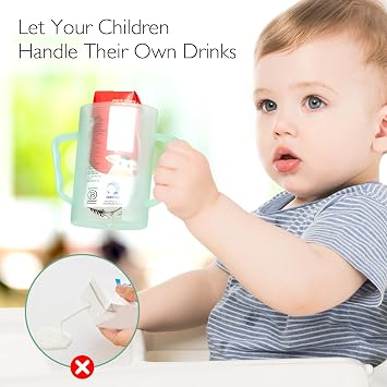 Momcozy Baby Pouch Holder No Squeeze | Baby Food & Juice Box Holder, Mess-Free, Easy Grip for Self-Feeding, BPA-Free & DEHP-Free, Must-Have for Food Storage, Green