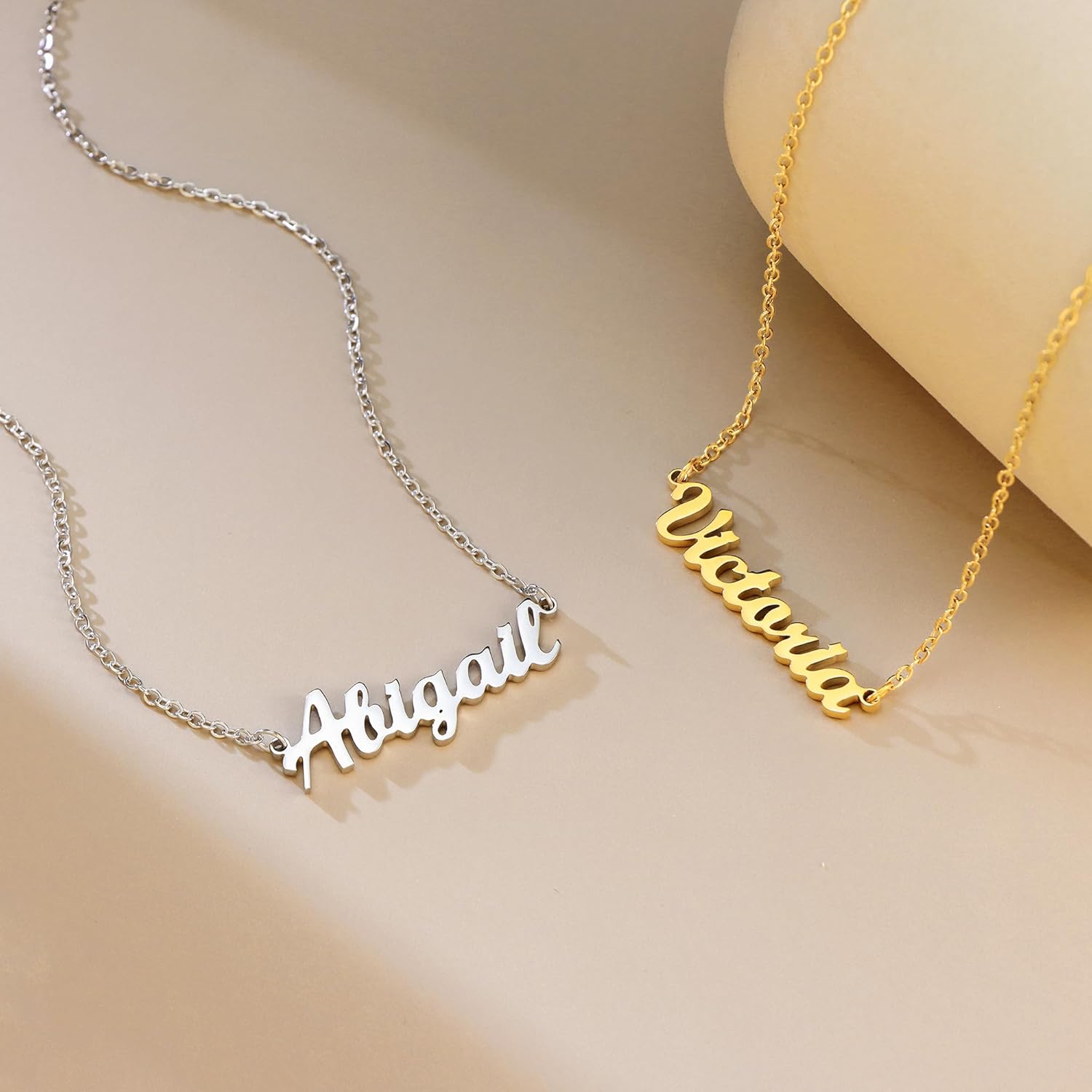 SANNYRA Name Necklace Personalized, 18K Gold Plated Silver-plated Customized Nameplate Necklaces Jewelry Gifts for Women - Image 3