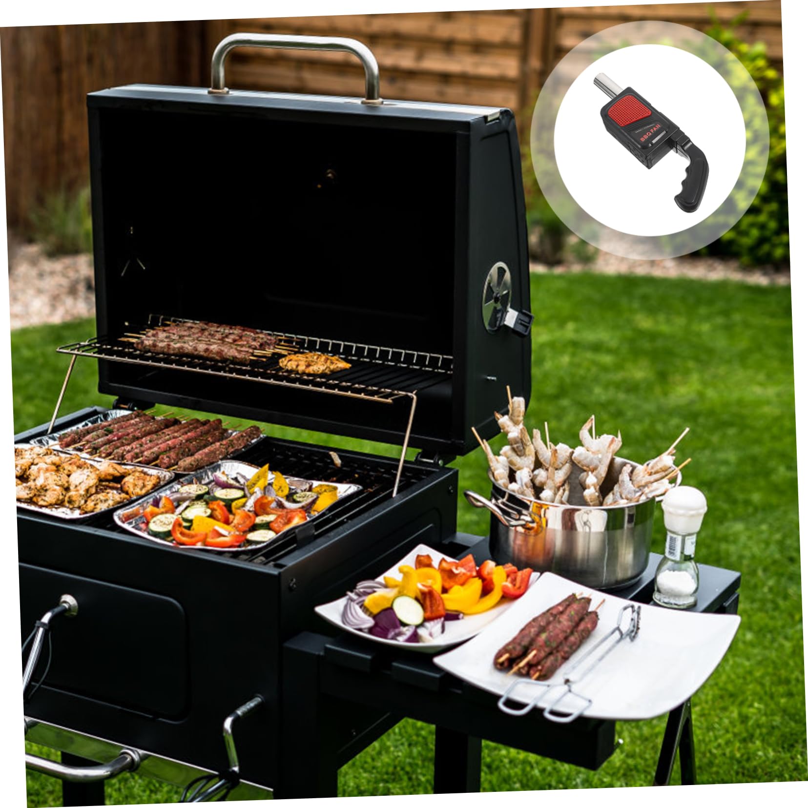 ibasenice Soffiatore Elettrico Portatile per Barbecue e Accendifuoco da Campeggio, Set 2 Pezzi Tubo Ventilatore per Combustione Uniforme, Compatto e Alimentato a Batterie Aa per Cucina