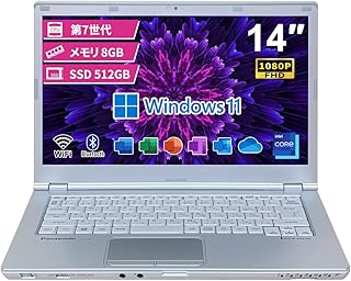【整備済み品】 軽量14インチFHD Let`s note CF-LX6/Win11/MS Office H&B 2019/第7世代CPU/8GBメモリ/SSD 512GB/NidiraのWiFi/WEBカメラ/Bluetooth/DVD非搭載/中古ノートパソコン (メモリ8GB SSD:512GB)