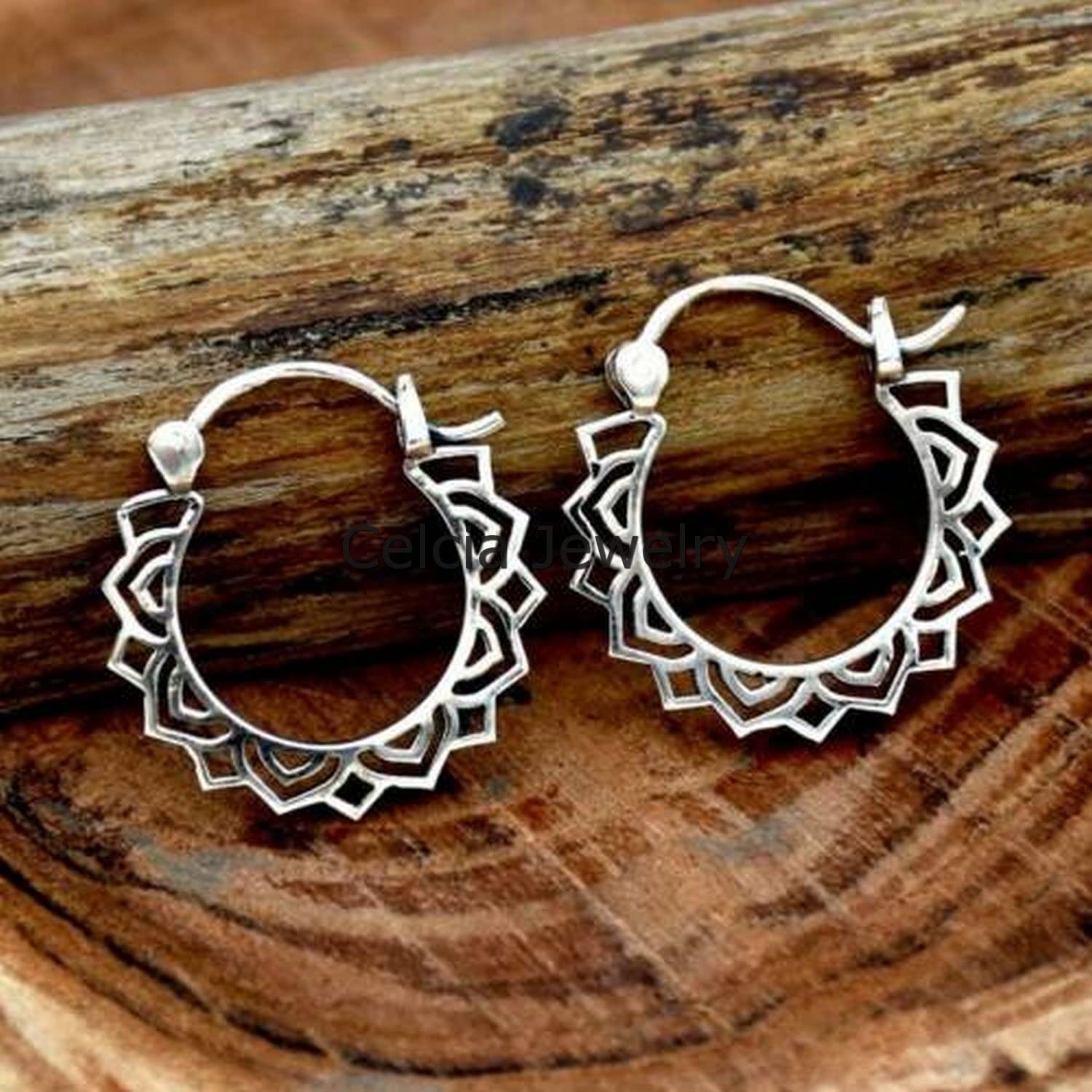Pendientes de filigrana de plata de ley maciza, regalos de boda, regalos de compromiso, regalos de cumpleaños, regalos de aniversario, pendientes de aro para mujer