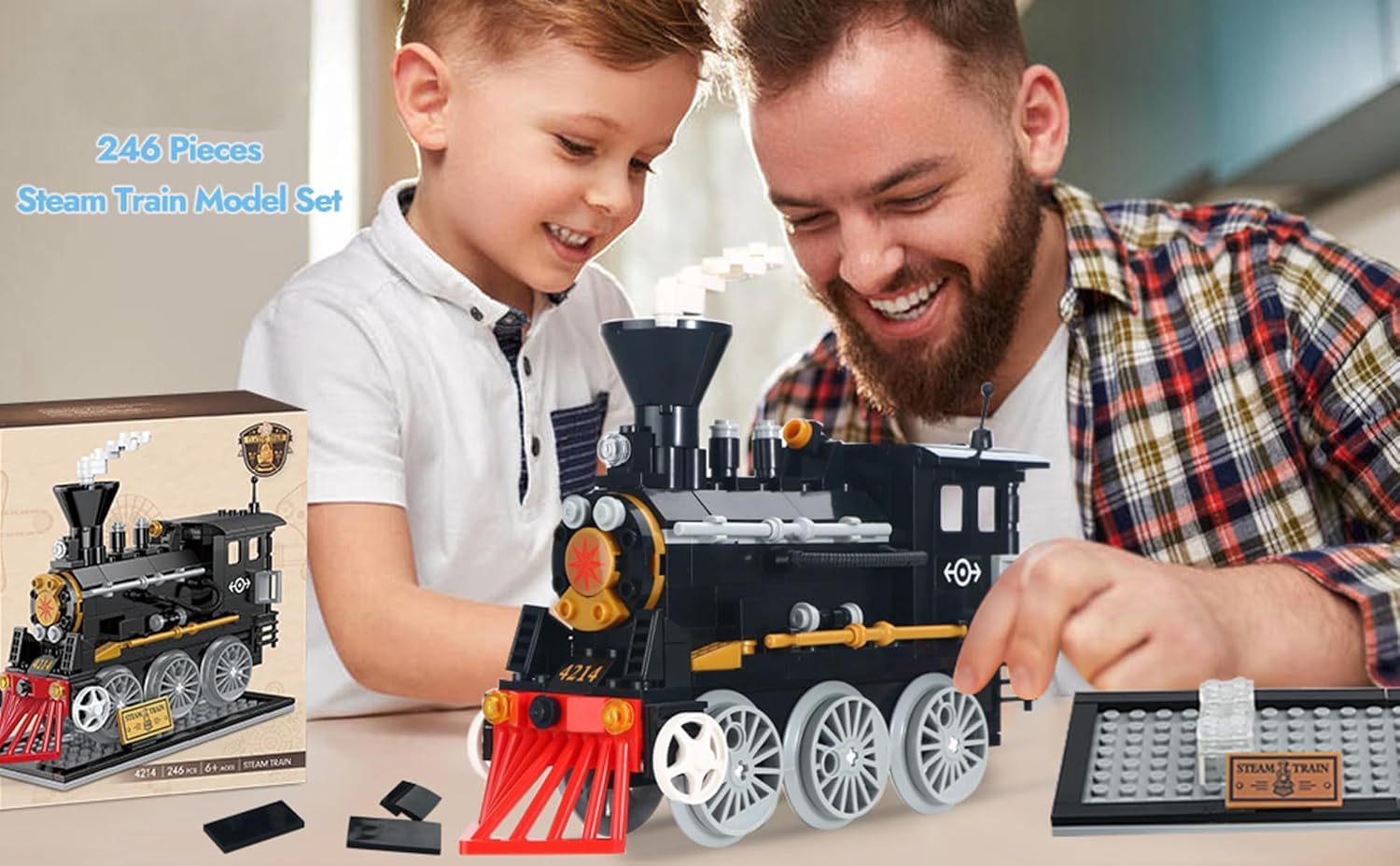 Samtop DIY Building Block Steam Train Locomotive 246pcs Toys for Girls Boys Kids Toys for 6 7 8 9 10 11 12 13 14 15 16 17 Kids (246 Pcs) 1