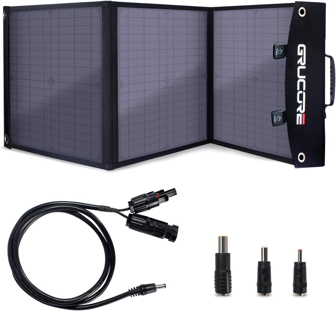 GRUCORE 50W Foldable Solar Panel Charger for Suaoki/Jackery Explorer 240 160 /Goal Zero Yeti/Rockpals Power Station Generator