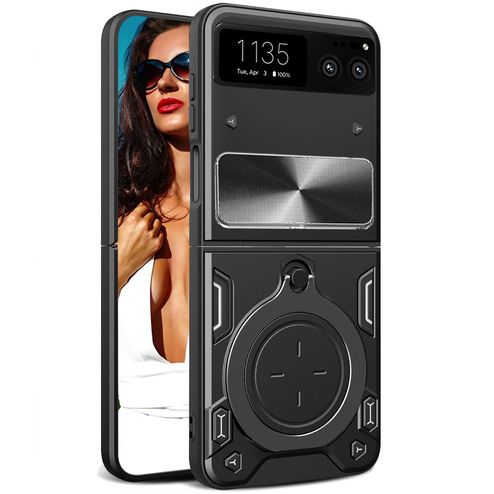 Lustree Back Cover Anti-Drop Case with 360° Metal Bracket and Sliding Camera Cover Case for Motorola Razr 40 - Black (B0D9KH8SKC) Amazon Price History, Amazon Price Tracker