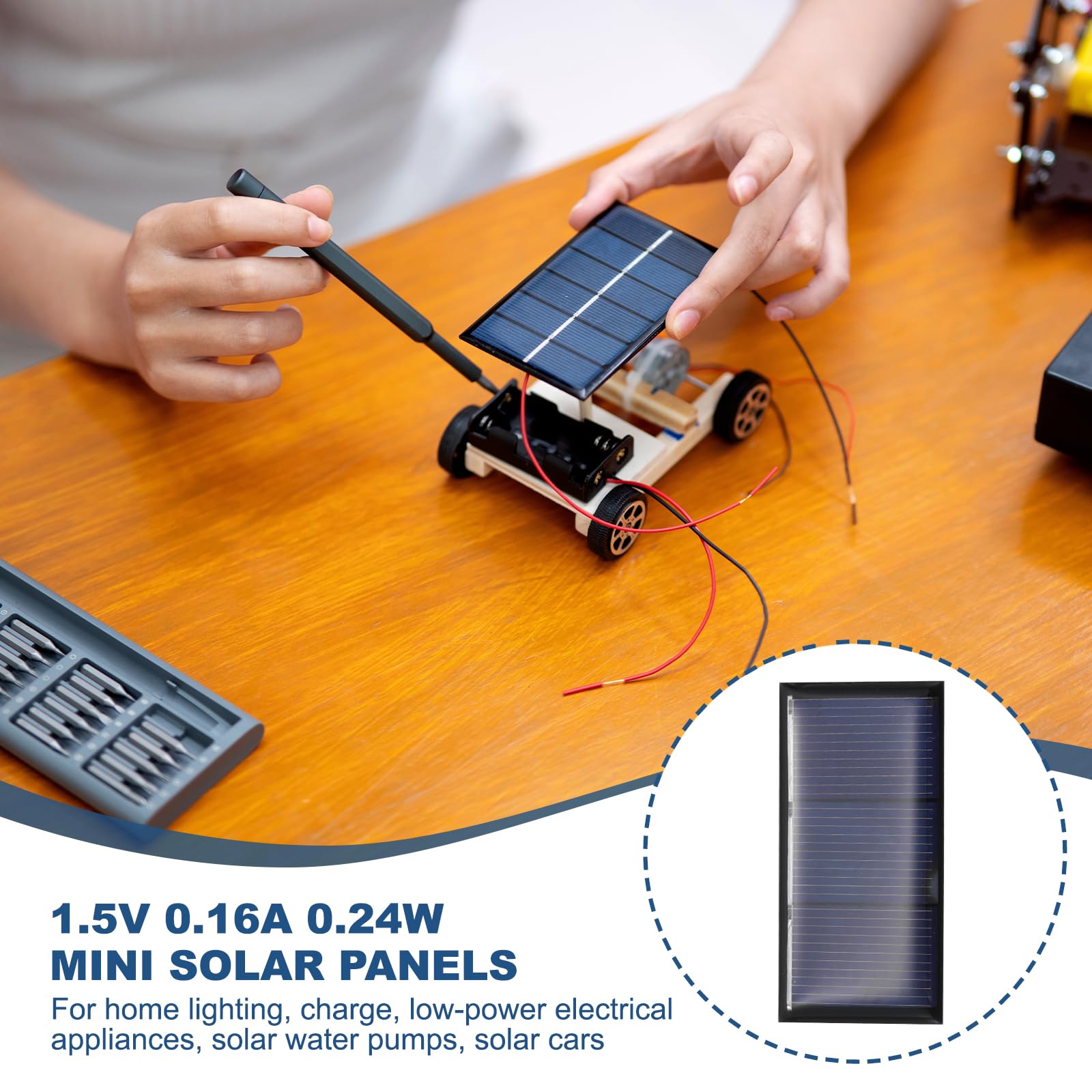QUARKZMAN 12PCS 1.5V 0.24W 0.16A Mini Paneles Solares para Energía Solar, Pequeñas Celdas Fotovoltaicas para Cargar Materiales DIY de Juguetes Eléctricos, Kits Sistema Solar, 2.36" x 1.18"
