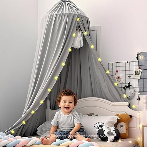 Miniatura 7 de Toldo de cama para niñas, toldo de princesa para cama de niñas, toldo de cuna para decoración de habitación de niños, toldo extragrande para niñas,