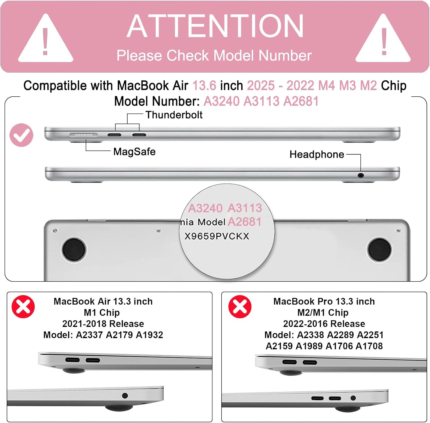 B BELK Compatible with MacBook Air 13 inch Case 2026 2025 2024 2023 2022 M4 M3 M2 A3240 A3113 A2681, Plastic Hard Shell Case for MacBook Air 13.6 inch + Keyboard Cover + Screen Protector, Pink Marble - Image 2