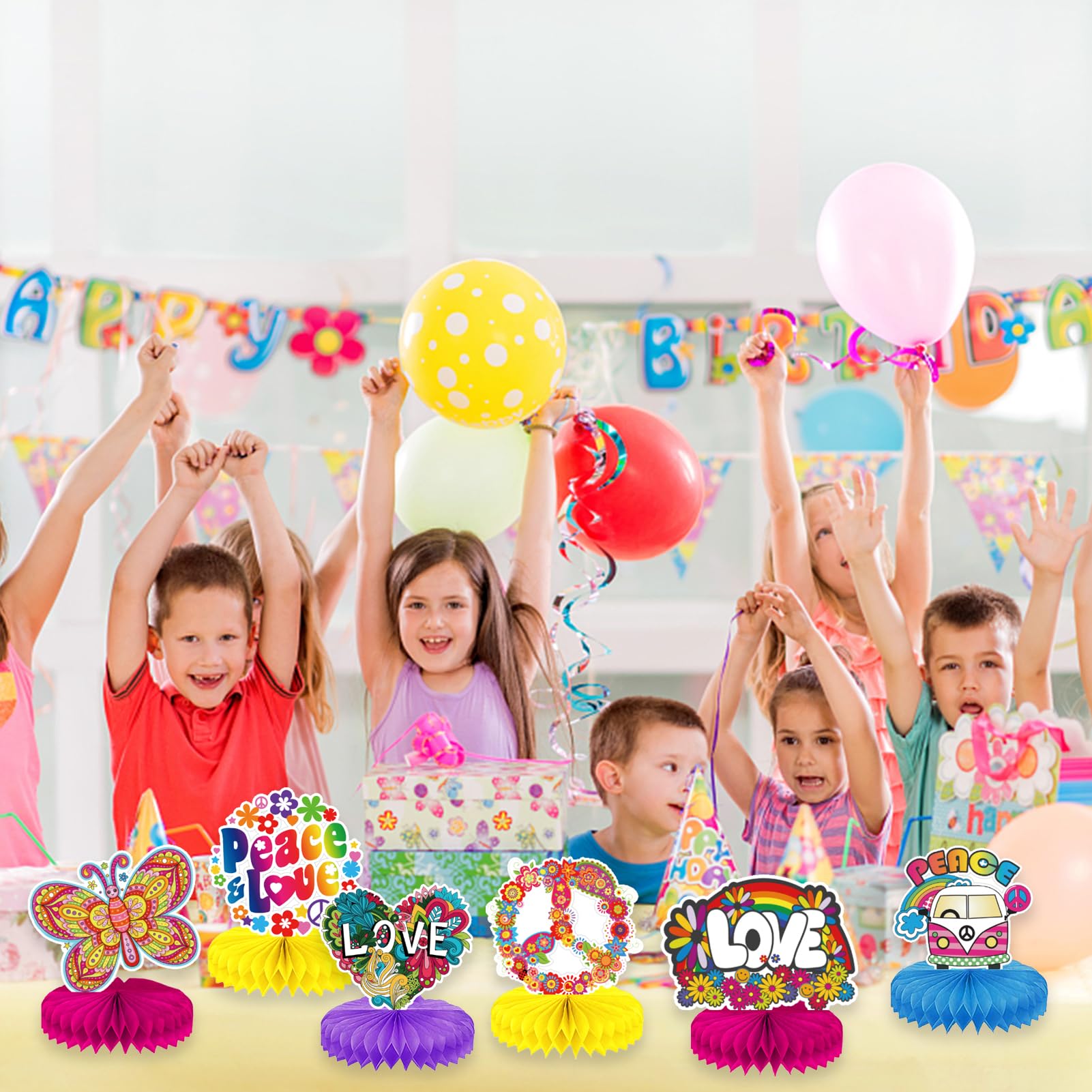 Decorazioni Tavolo 9 Centrotavola Anni 70 Retrò - Decorazioni Festa A Tema Discoteca Hip Hop Con Design Nido D'Ape 3D Tema Disco Music