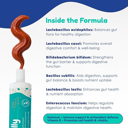 Miniatura 4 de Ol Nelly Pasta probiótica prebiótica y probiótica para perros, 6 cepas de bacterias, 18 bi UFC + vitaminas, minerales, fórmula mejorada para