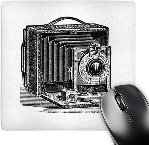 Miniatura 1 de 3drose Tinta de cámara vintage en blanco y negro y impresión de dibujo a la pluma Fotógrafo de fotografía antigua - Alfombrilla de ratón
