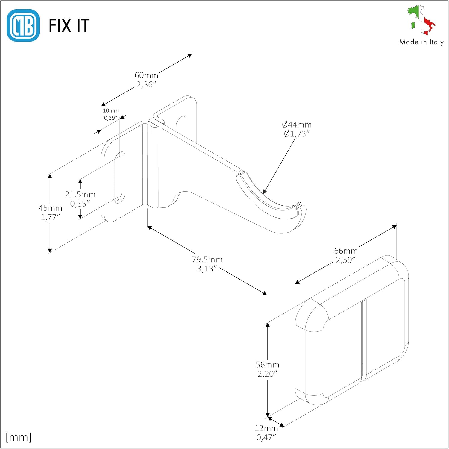 1 Pair of Wall Brackets for Aluminum radiators Cover in White ABS and