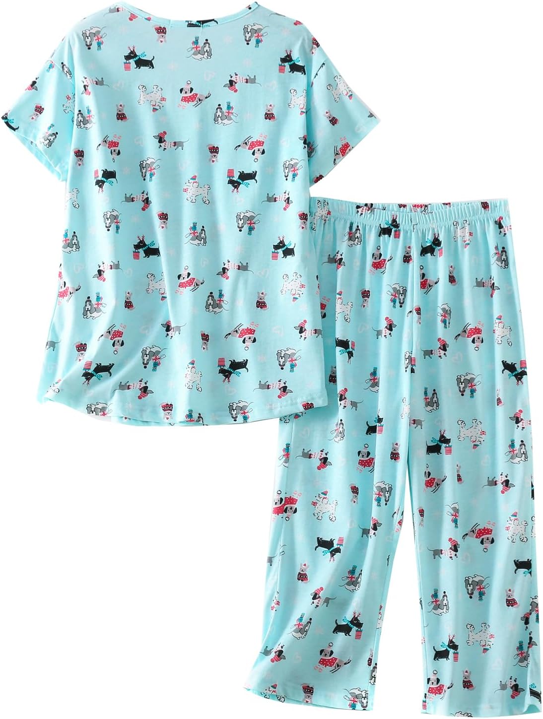 HOWINCO Women Valentine's Plus Size Pajama Set Cute Heart Tops with Capri Pants Pjs Fun Sleepwear Set - Image 2