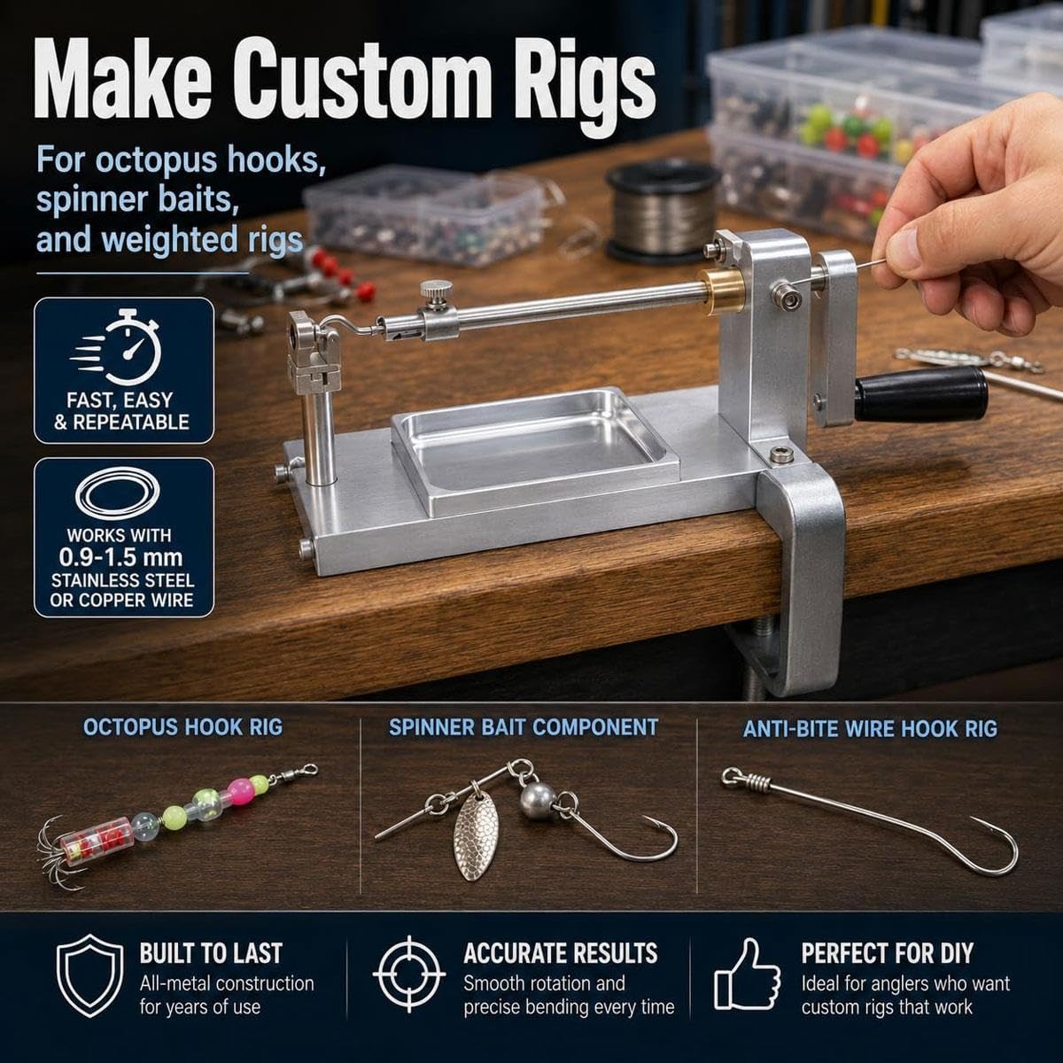 Kit strumenti piegare il filo con esca pesca,for amo pesca con filo