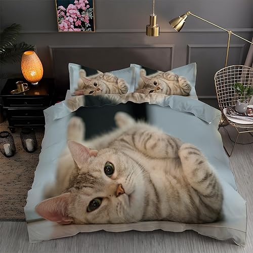 Funda de edredón de tamaño California King con estampado de animales, funda de edredón de microfibra suave y 2 fundas de almohada de 20 x 36