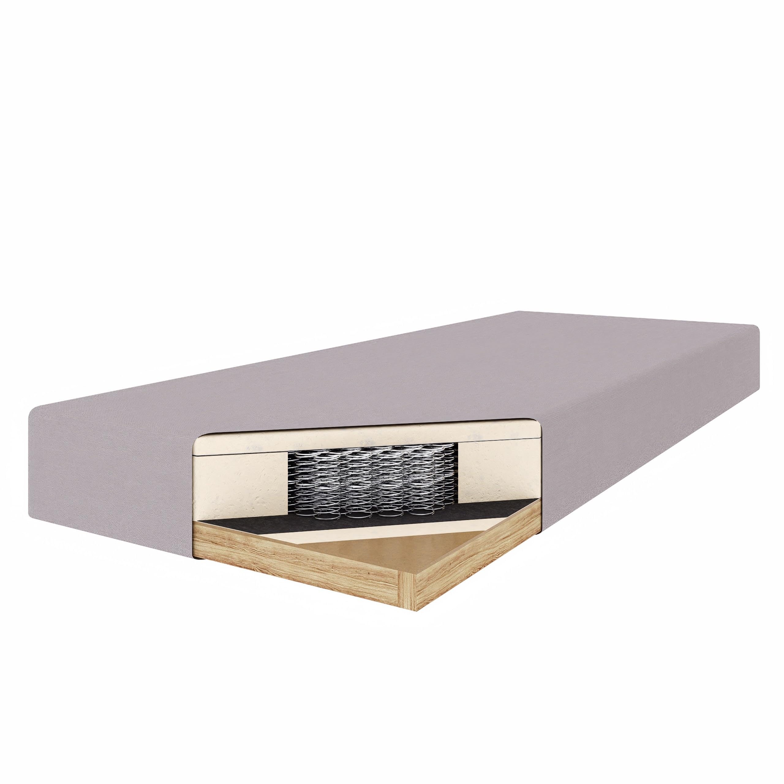Boxspringbett 180x200 mit Matratze und Bettgestell - Polsterbett 180x200 mit Bett Kopfteil Matratzen Topper und Bettkasten (Leoni II, Grau)