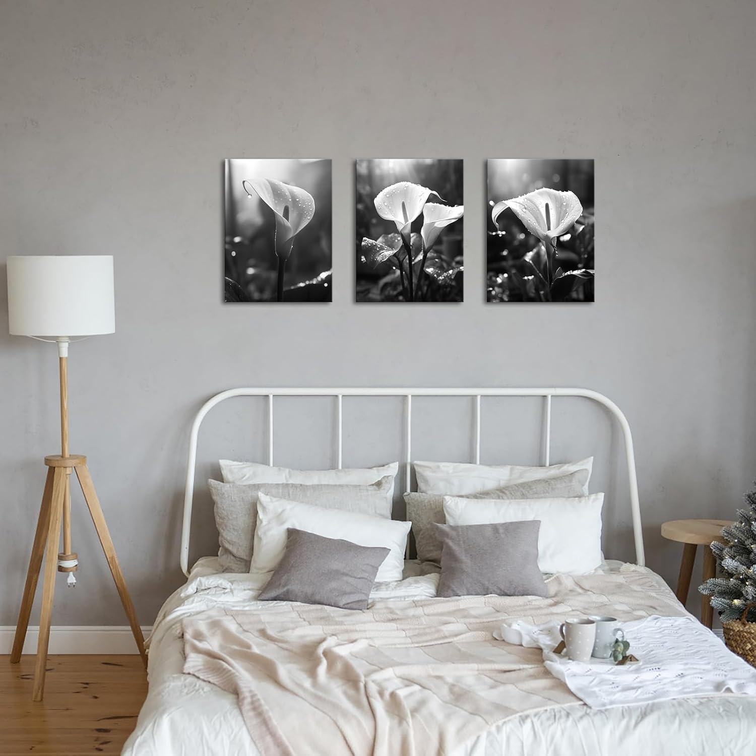 LyerArtork 3 Pieces Calla Lily Canvas Wall Art Black and White Flower Pictures Print Floral Artwork Wall Decor for Living Room Bedroom 12"x16"x3pcs