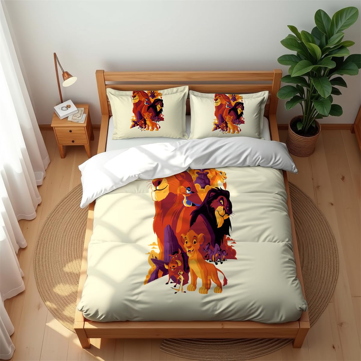 Premium Hotel Style Bedding Set The Lion King 3PCS Soft Cotton Rich Quilt Cover for All Seasons (135x200cm(Single),lion 07)