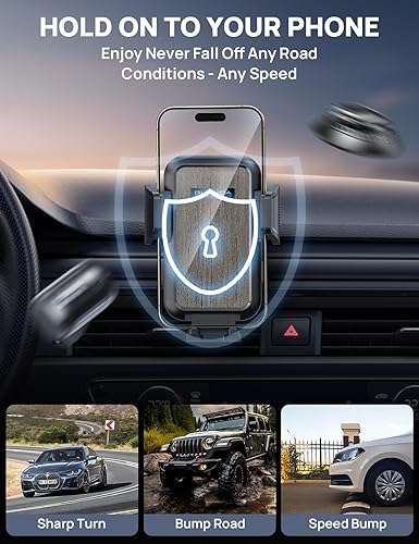 Miniatura 6 de Soporte de teléfono para tablero de instrumentos para tu automóvil (+ gancho de ventilación)estable de grado militar Soporte de teléfono celular de