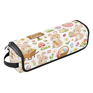 Easter Cute Rabbits Hair Tools Travel Bag Portable Hair Accessory Organizer with Heat Resistant Mat 2 in 1