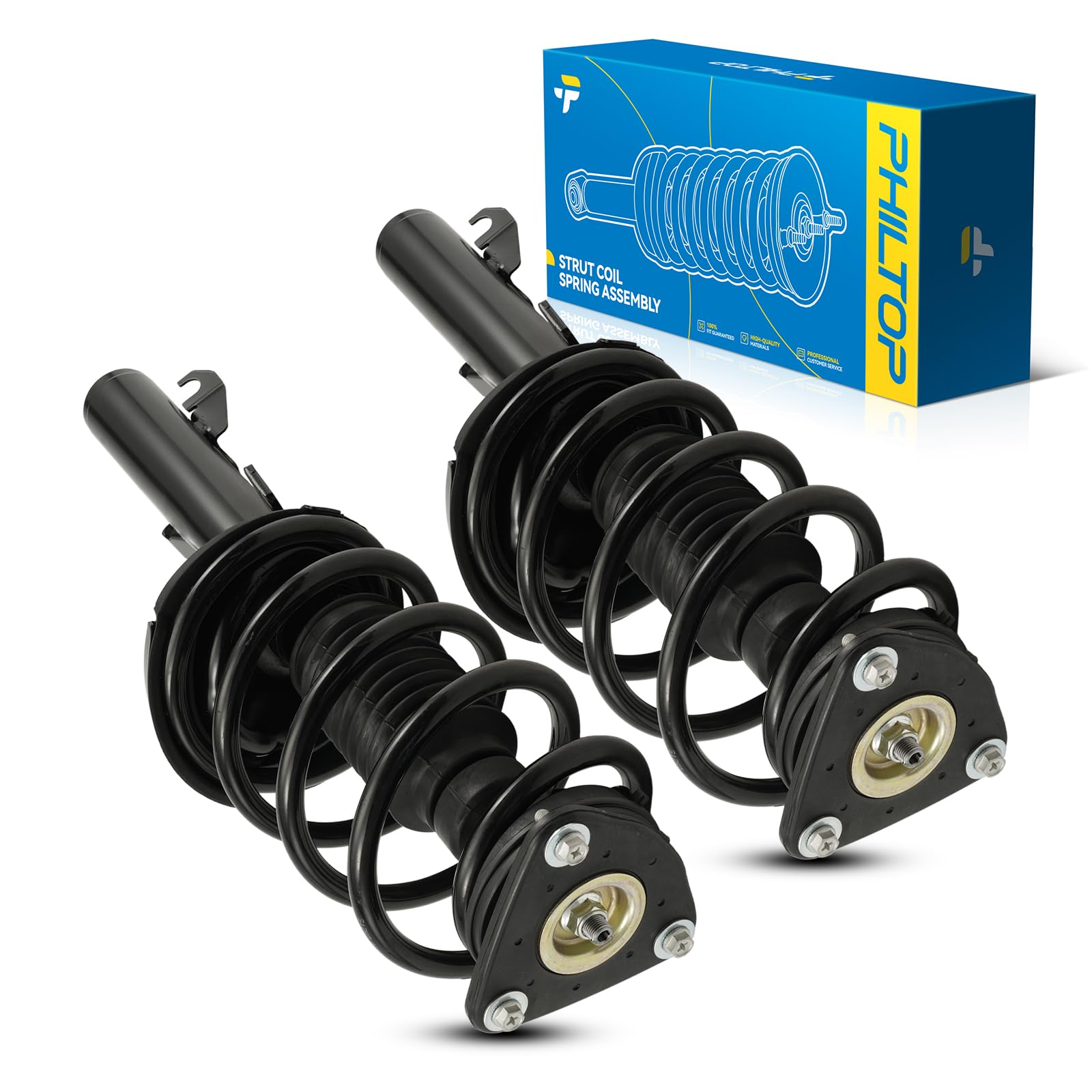 PHILTOP 2PCS Front Complete Struts Assembly with Coil Spring Fit for Volvo