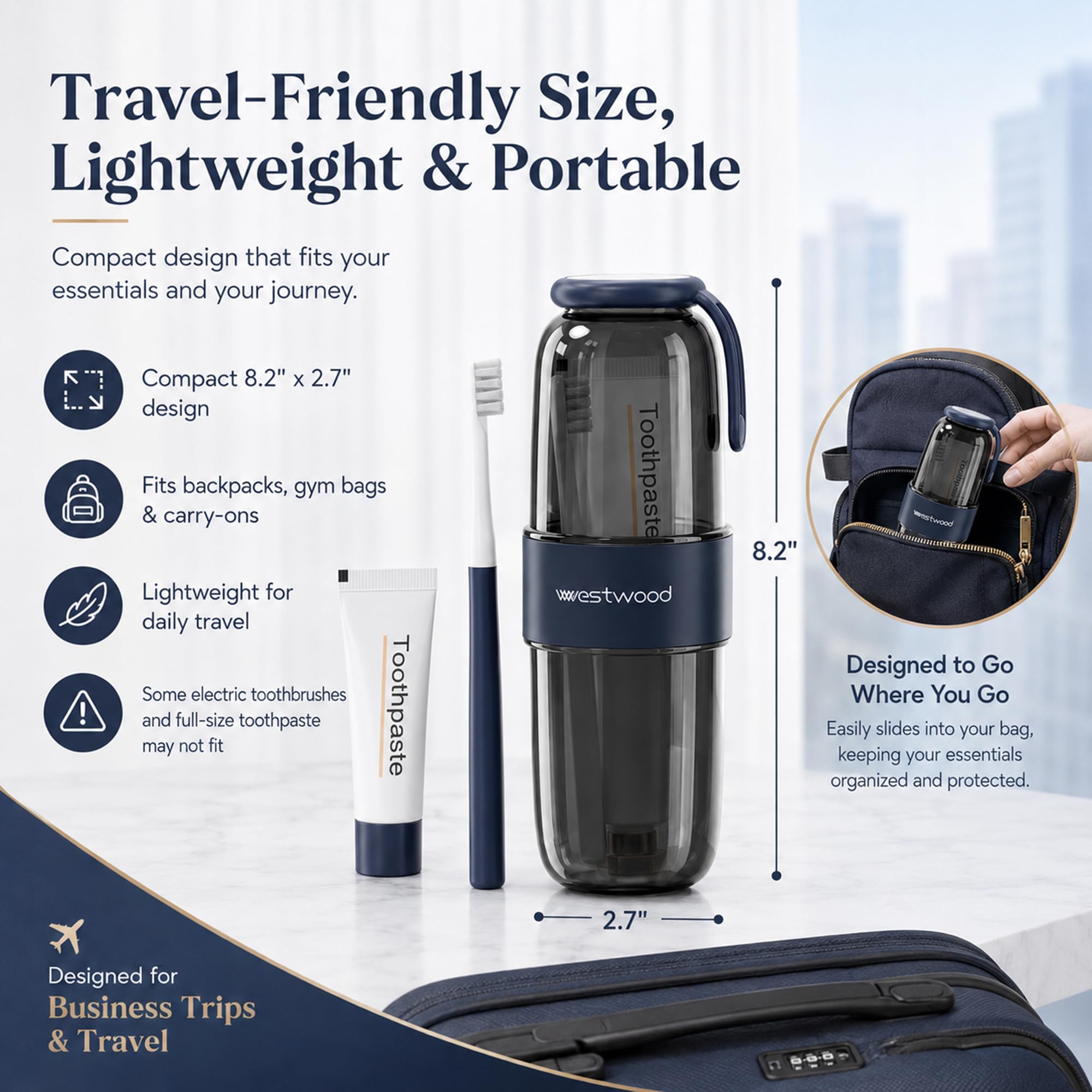 HyJeryty Estuche de plástico negro de lujo para cepillo de dientes de viaje con tapa, vaso portátil para cepillo de dientes de viaje, contenedor de almacenamiento para escuela, camping, viaje de