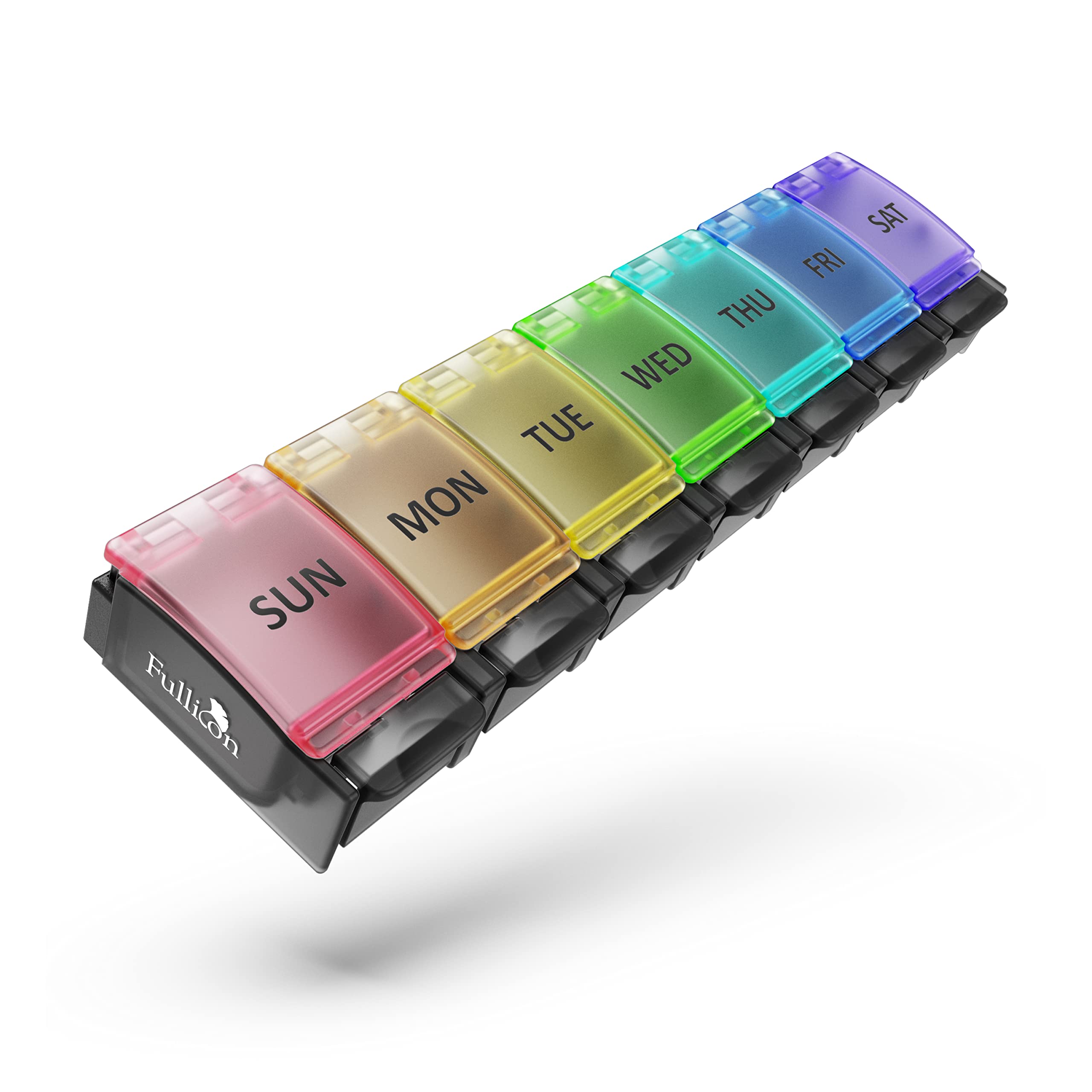 Fullicon Weekly Pill Box Organiser, 7 Day Tablet Boxes for Vitamins and Supplements, Easy to Open Large Medicine Box, Portable Medication Organiser for Travel