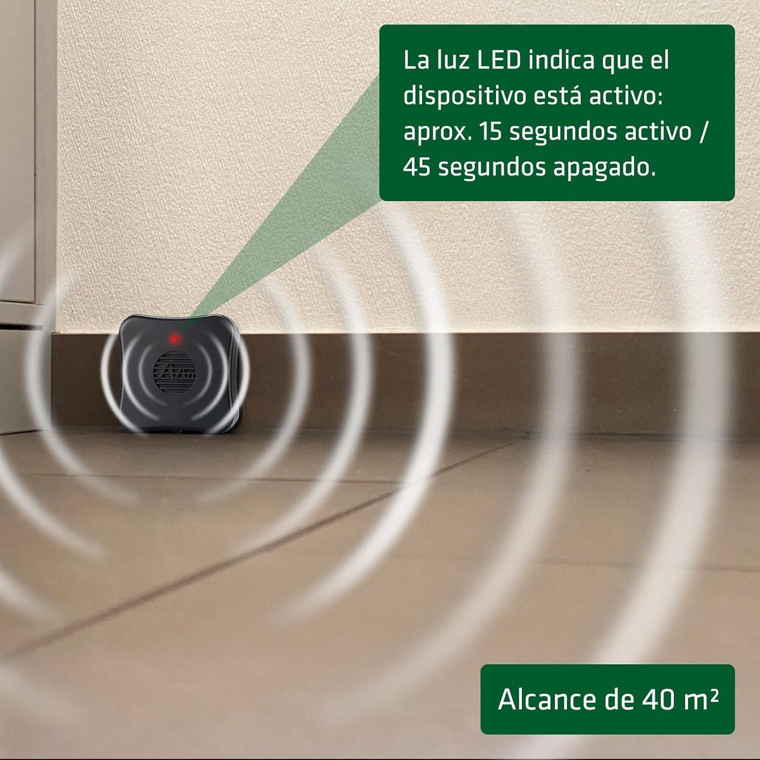 Gardigo® Ahuyentador de Ratas - Set de 3 | Ahuyentador de Ratones | Uso móvil Mediante Funcionamiento a Pilas | Área de acción hasta Aprox. 40 m² | Repelente Ultrasonico | Repelente Ratas, Ratones