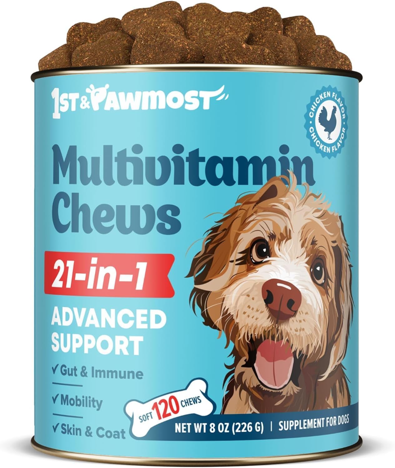 Multivitamin Chews Dog Vitamins and Supplements for Senior Dogs and Puppies - Dog Multivitamin Supplement for Joint, Immune, Energy, Cognitive, Skin, Heart, Gut, Liver, & More -120pcs