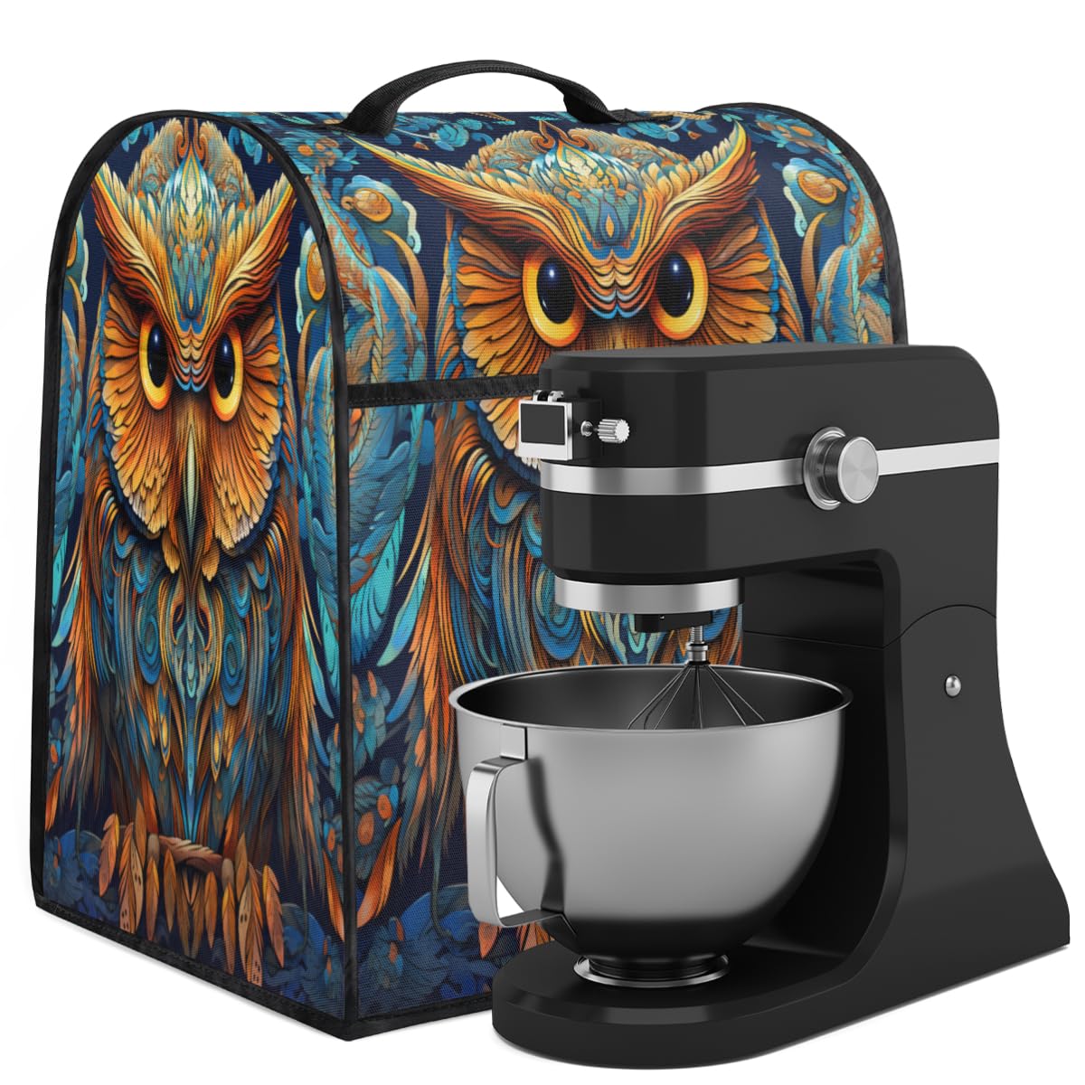 Coffee Maker Cover Ethnic Owl Kitchen Appliance Covers Small Appliance Covers Blender Cover Juicer Cover Dust Covers for Kitchen Appliances with Top Handle and Pockets,Washable,B495