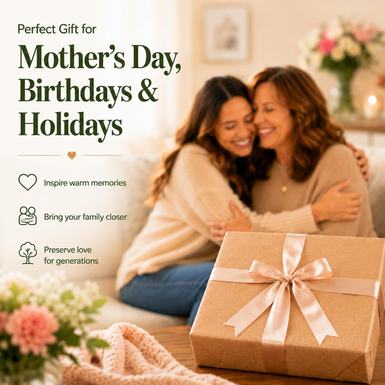 Diario de historias de mamá con letras y mensajes de historia de vida, regalos para mamá | Bring You Closer to Mom | Regalos para mamá para el día de la madre, cumpleaños y Navidad | Calidad reliquia, caja de regalo