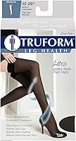 Vista 3 de Truform Medias de compresión transparentes, 15-20 mmHg, longitud alta hasta el muslo para mujer, 20 denier, beige, S