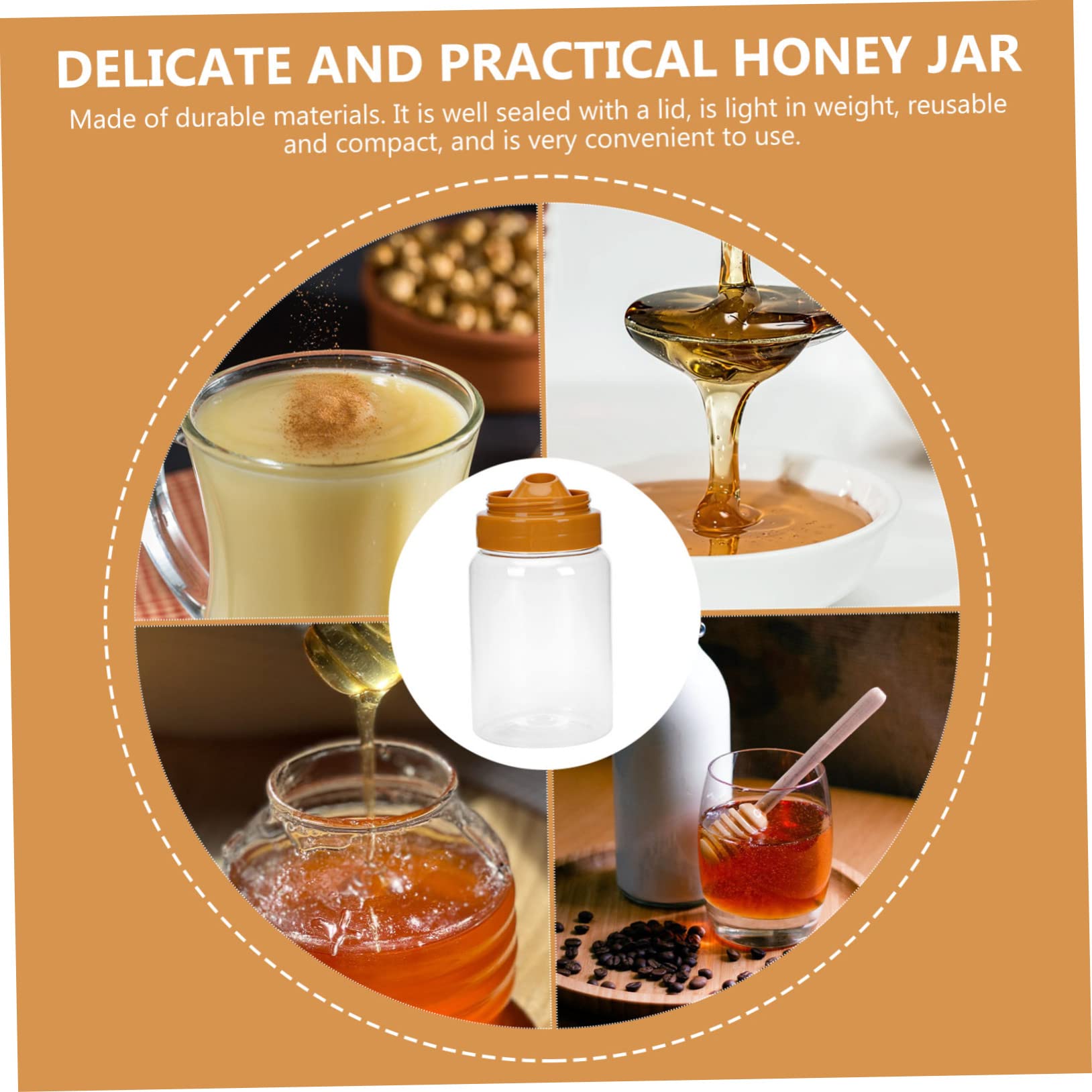 OFFSCH 4Pcs Transparent Honey Bottles Plastic Honey Jars with Unique Reflux Inlet Design for Home and Kitchen Storage of Honey and Syrup Per Jar