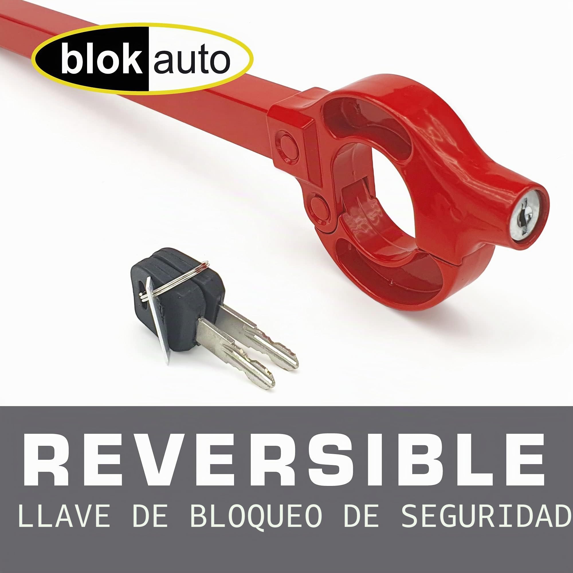 571/B Barra Antirrobo Coche Volante Pedal Original, Rojo Visible Más Disuasorio, Cierre Seguridad Basculante, Bloqueo Inmovilizador Antirobo Freno Embrague para Auto, Furgoneta, Caravana