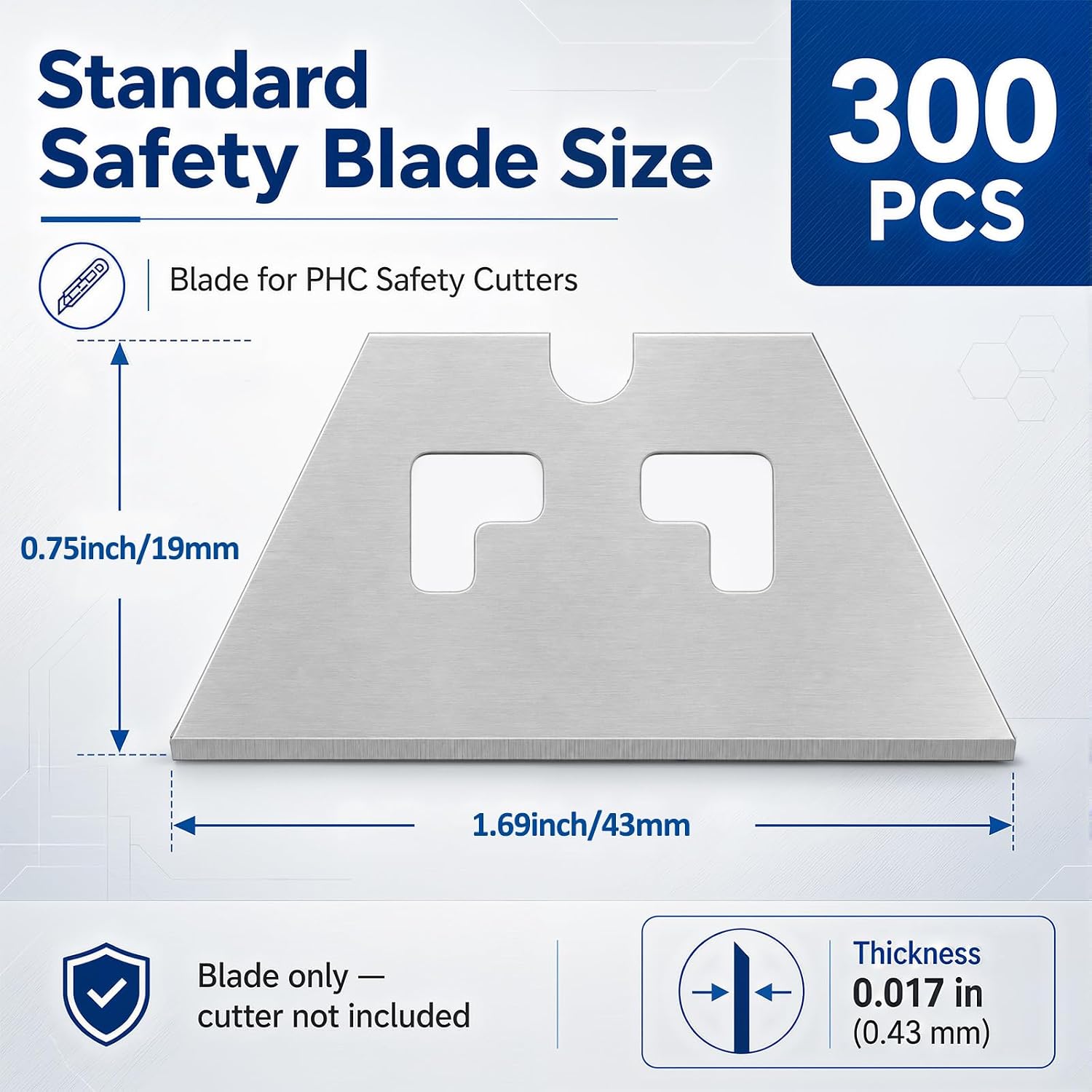 300 Pcs Safety Trapezoid Box Cutter Blades Safety Cutters Sk5 Utility Knife Blades Refills for Boxes Cardboard Tape Warehouse Retail Cuts Boxes Plastic Straps
