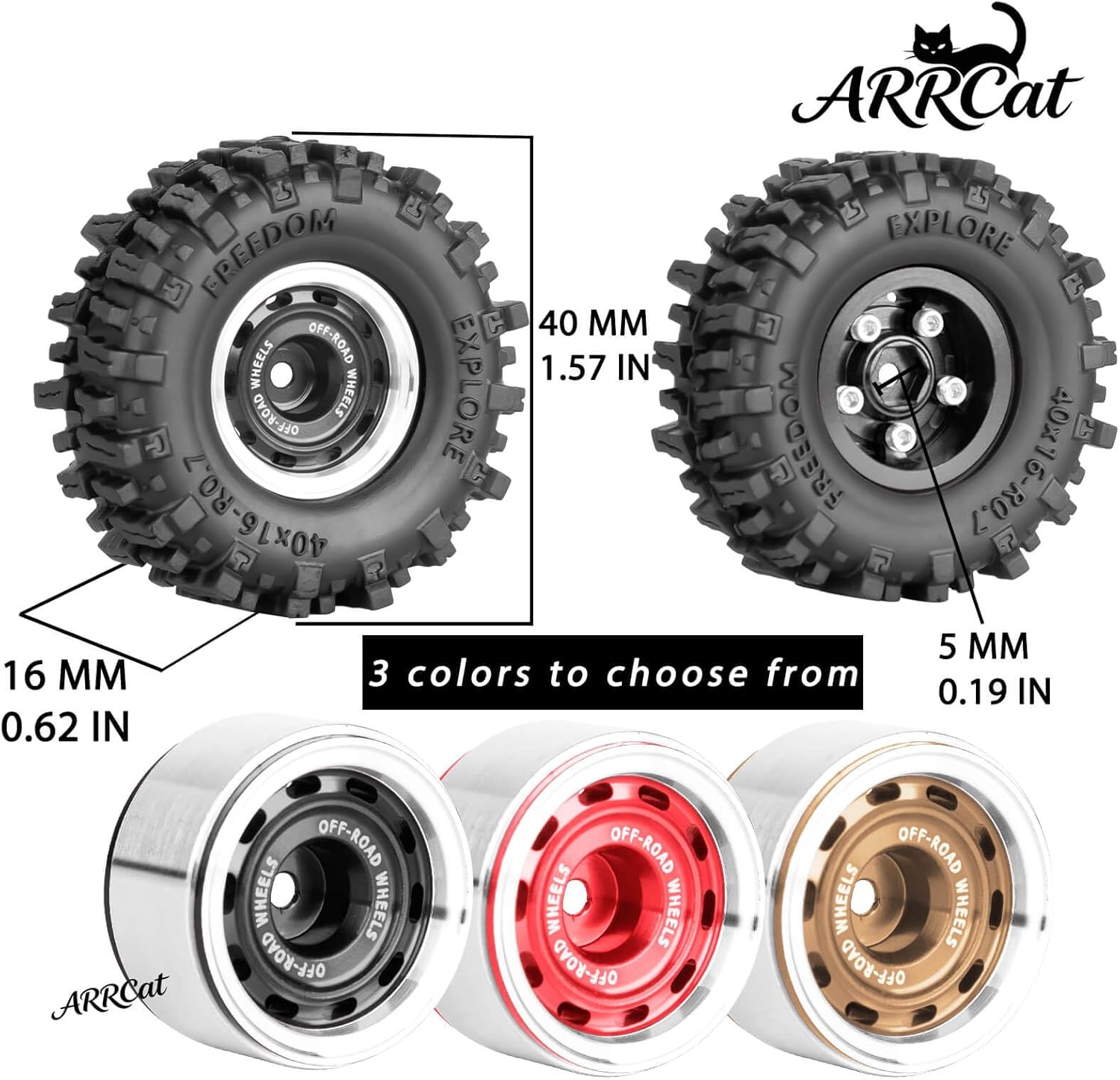 Aluminum 0.7 Beadlock Wheels Tires for 1/30 SCX30 1/32 Red cat Ascent-32 RC Crawler,0.7" Rings Deep Dish Wheel Rims & Rubber Tires - RC Off Road Buggy Rally Truck Wheels and Tires,Bronze(4Pcs)