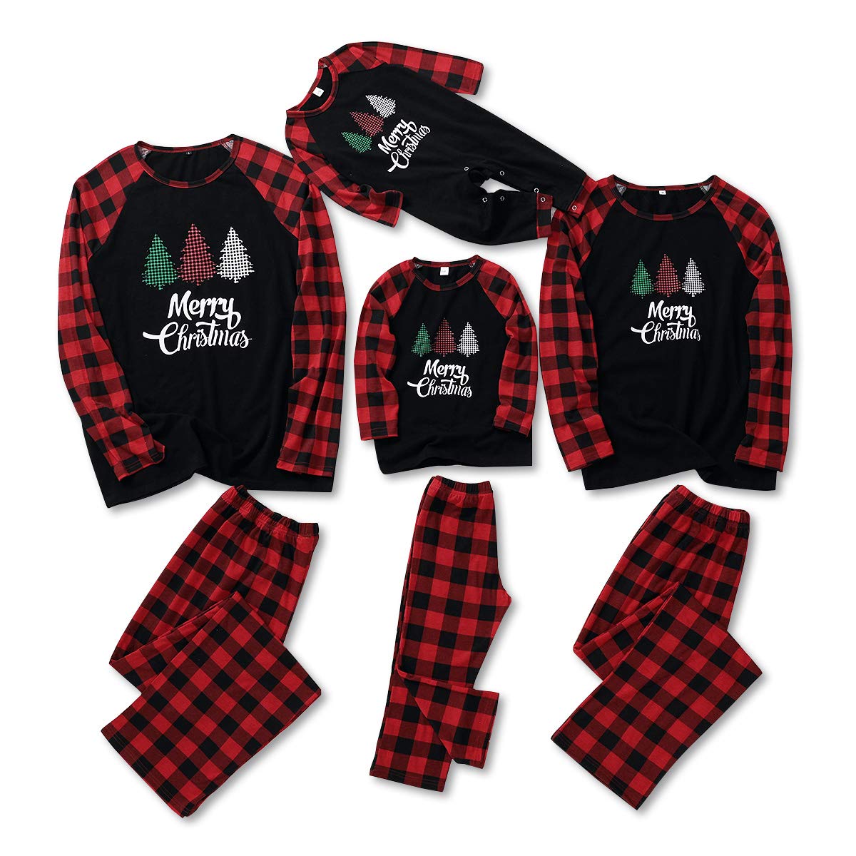 SANMIO Christmas Family Pajamas Matching Sets, Classic Plaid Xmas Deer Sleepwear for Family Mens Womens