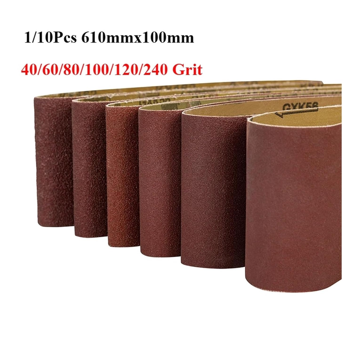 Sanding Belts 10Pcs Sanding Belt 40/60/80/100/120/240 Grit Sandpaper Bands Aluminium Oxide for 610x100mm Sander Abrasive Polishing(240_610X100MM)