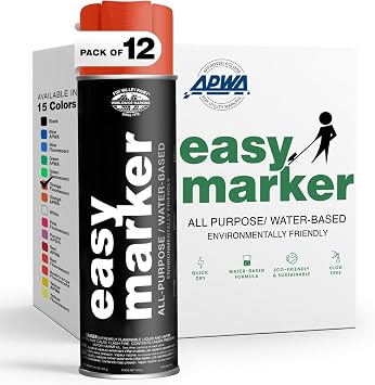 Fox Valley Easy Marker Inverted Marking Spray Paint, Orange Fluorescent - 18 oz Pack of 12, Upside Down Marking Paint for Grass & Tree Marking, Parking Lot, Quick Drying & Durable