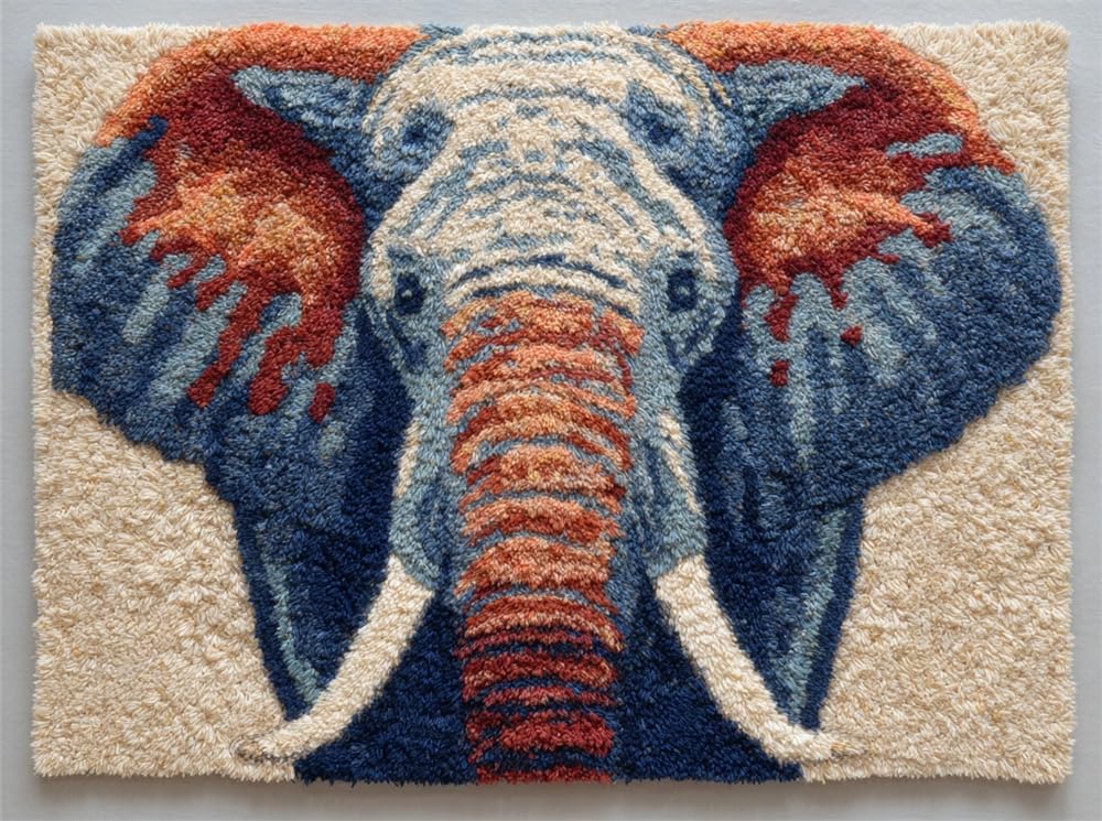 FWRTYCB Latch Hook Rug Kits,Elephant Pattern 20X15Inch
