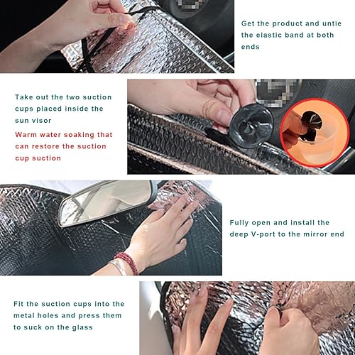 Miniatura 6 de Parasol para parabrisas de automóvil, protector plegable reflectante para ventana delantera, doble grosor de rayos UV y bloqueador de calor con