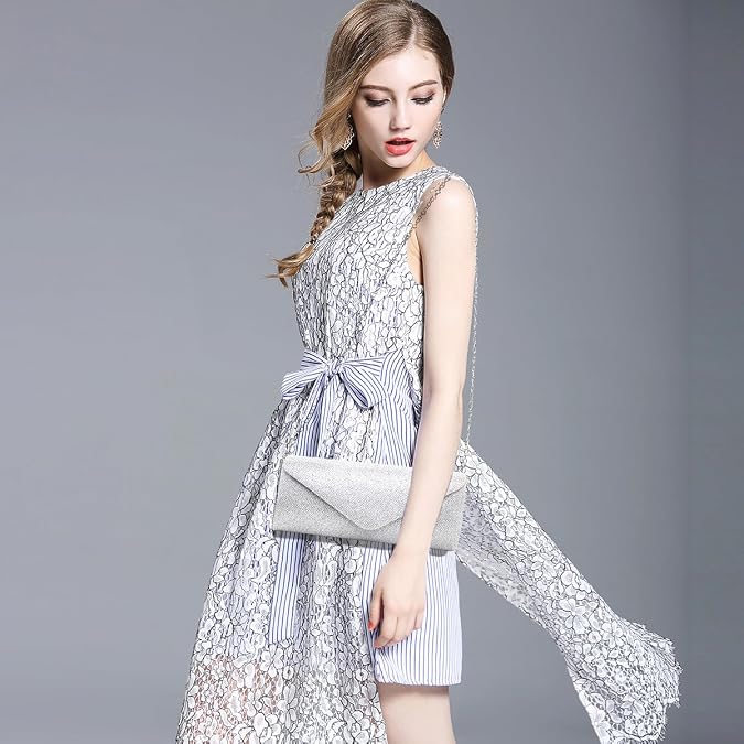 Clutch Purses for Women,Evening Bag Envelope Clutch with Detachable Chain Sparkle Elegance