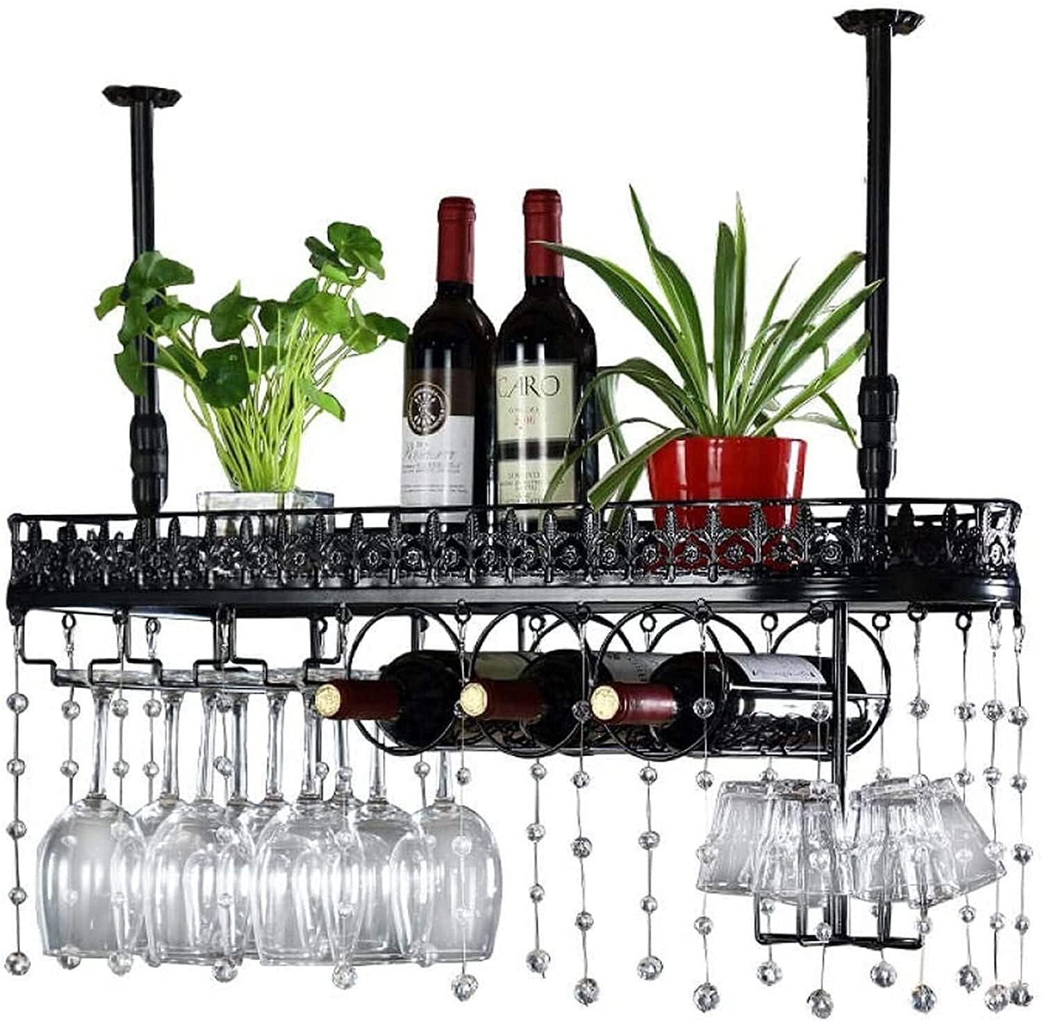 Support pour verres à pied et bouteilles de vin en fer cadeau idéal crémaillère