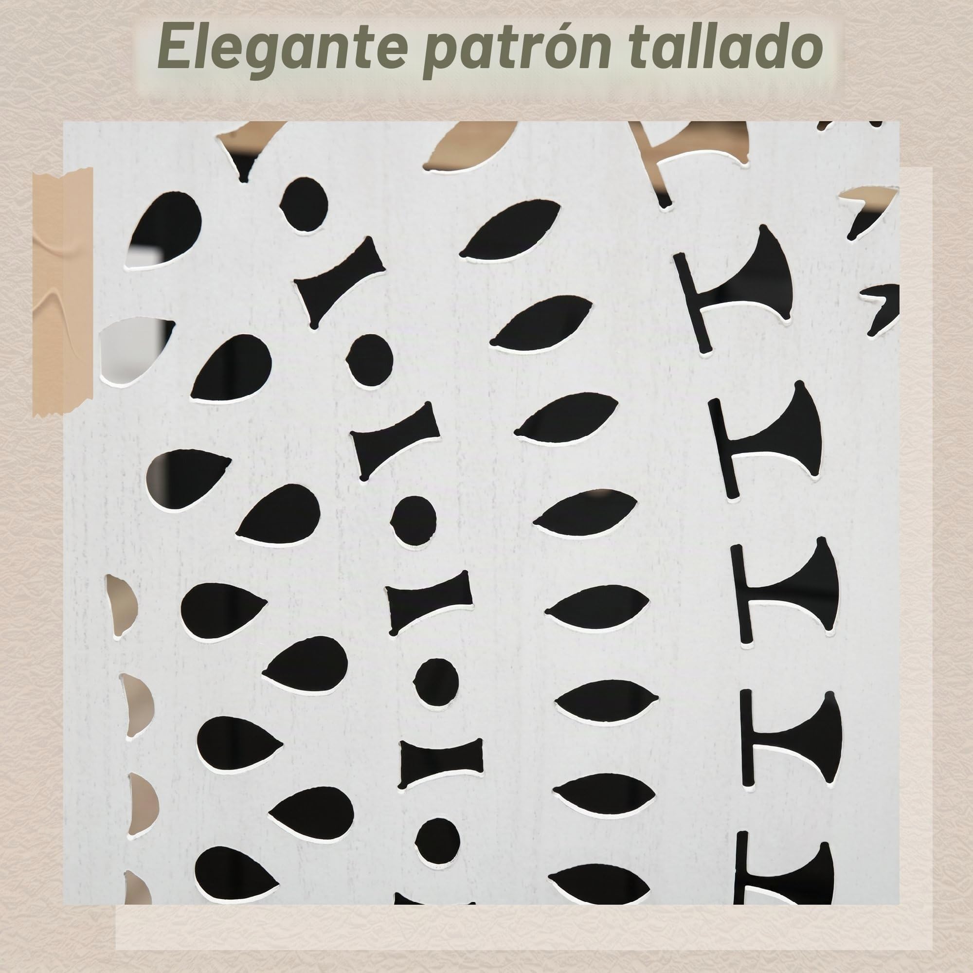 HOMCOM Biombo Plegable de 3 Paneles de Madera, 120x170 cm, Blanco | Biombo Separador de Ambientes, Patrones Tallados Elegantes, Decoración para Dormitorio, Salón