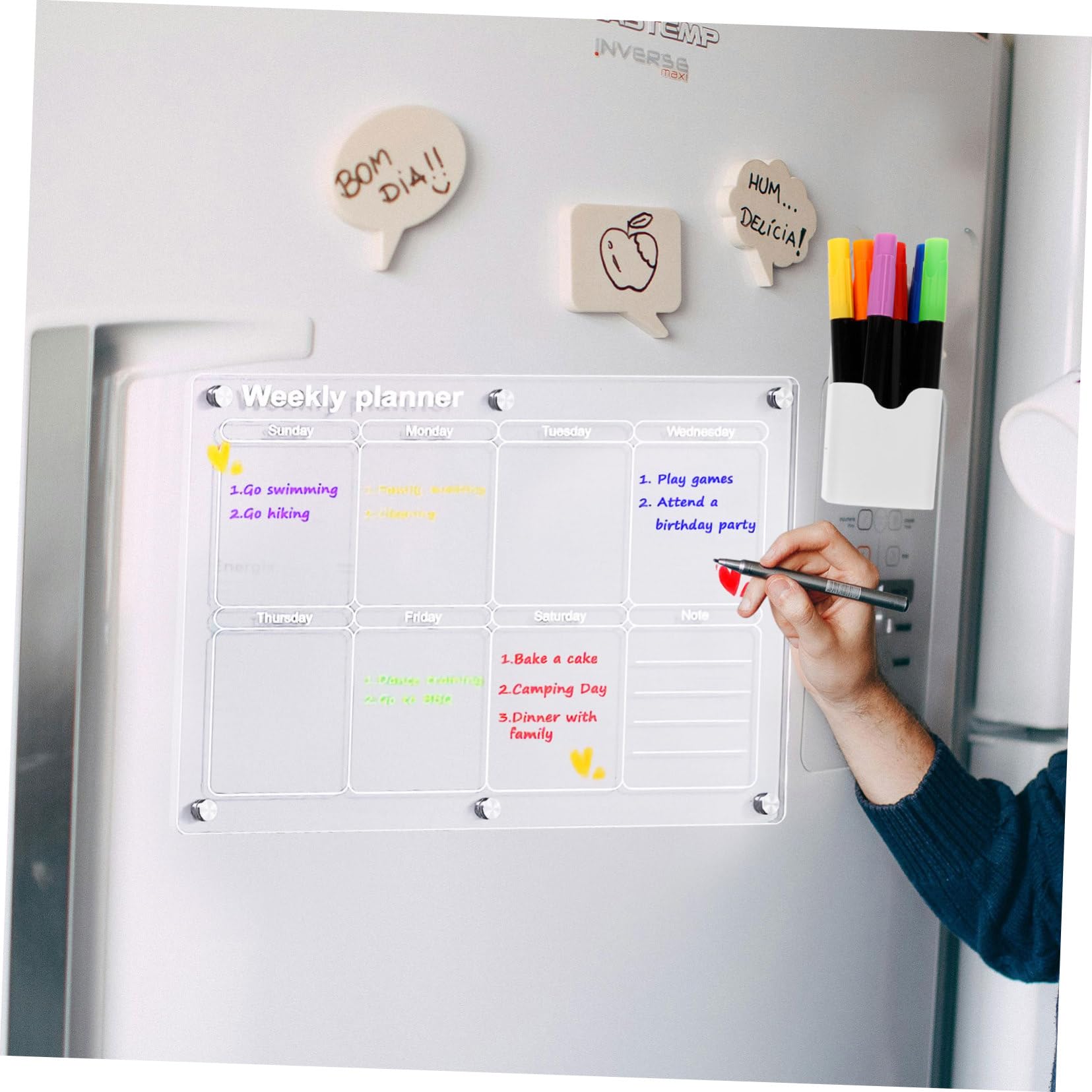 MAGICLULU Calendario Magnético Para Refrigerador Pizarra Acrílica De Borrado En Seco Planificador Mensual Y Semanal