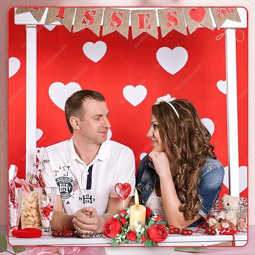Miniatura 6 de BASEMMAHER Anillos de vela de rosas rojas para el día de San Valentín, coronas, flores artificiales con hojas verdes, mesa floral, centro de mesa,
