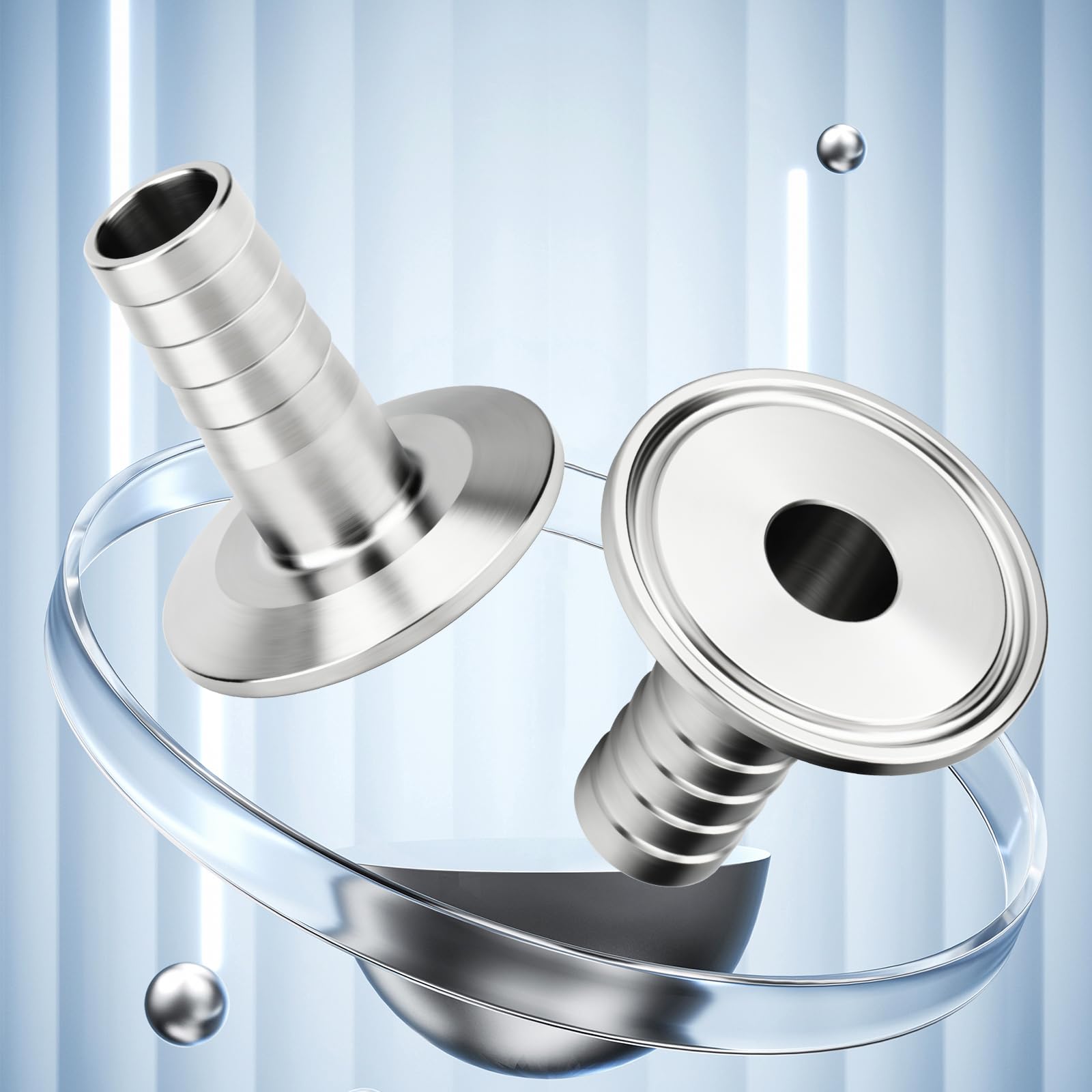5 Stück 1.5" Tri Clamp zu 19MM Schlauch Barb 304 Edelstahl Sanitär Schlauch Fitting Ferrule OD 50.5mm Hausbrau Anschluss