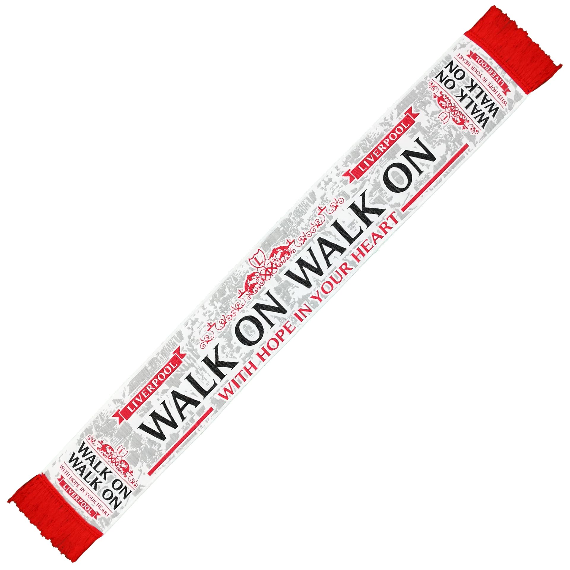 Partisan Liverpool Walk On Scarf HD (White, Grey, Red & Black)